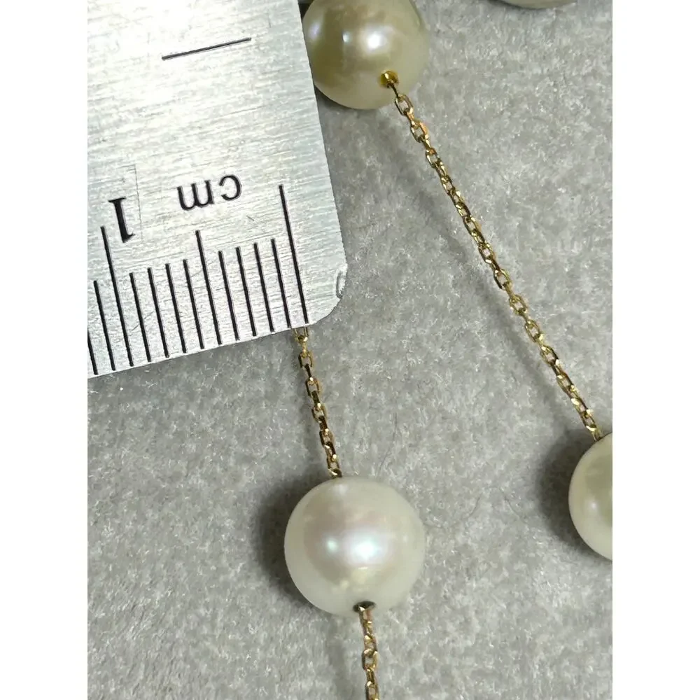 Shane Jewelry 14k solid yellow gold white pearl station chain necklace 18” 8.54g - Picture 8 of 13
